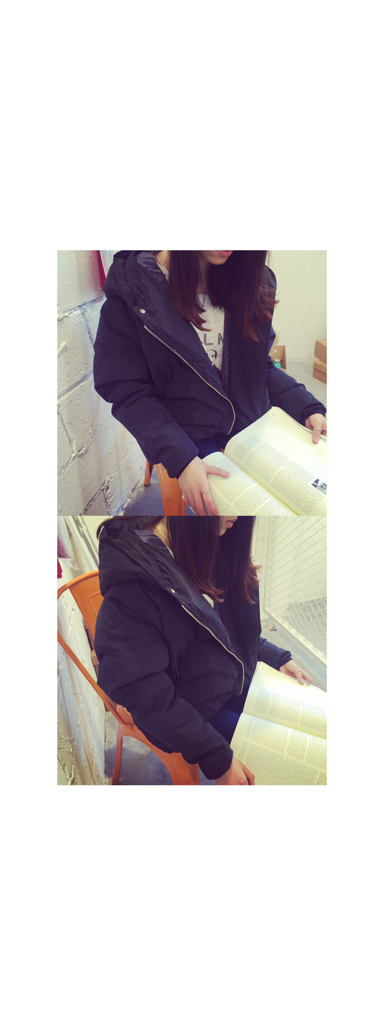 เสื้อกันหนาว ฮู้ดดี้ ผ้าโพลิเนื้อด้าน สีดำ บุนวมฟูๆ หนานุ่ม พร้อมส่งจ้า สีดำ