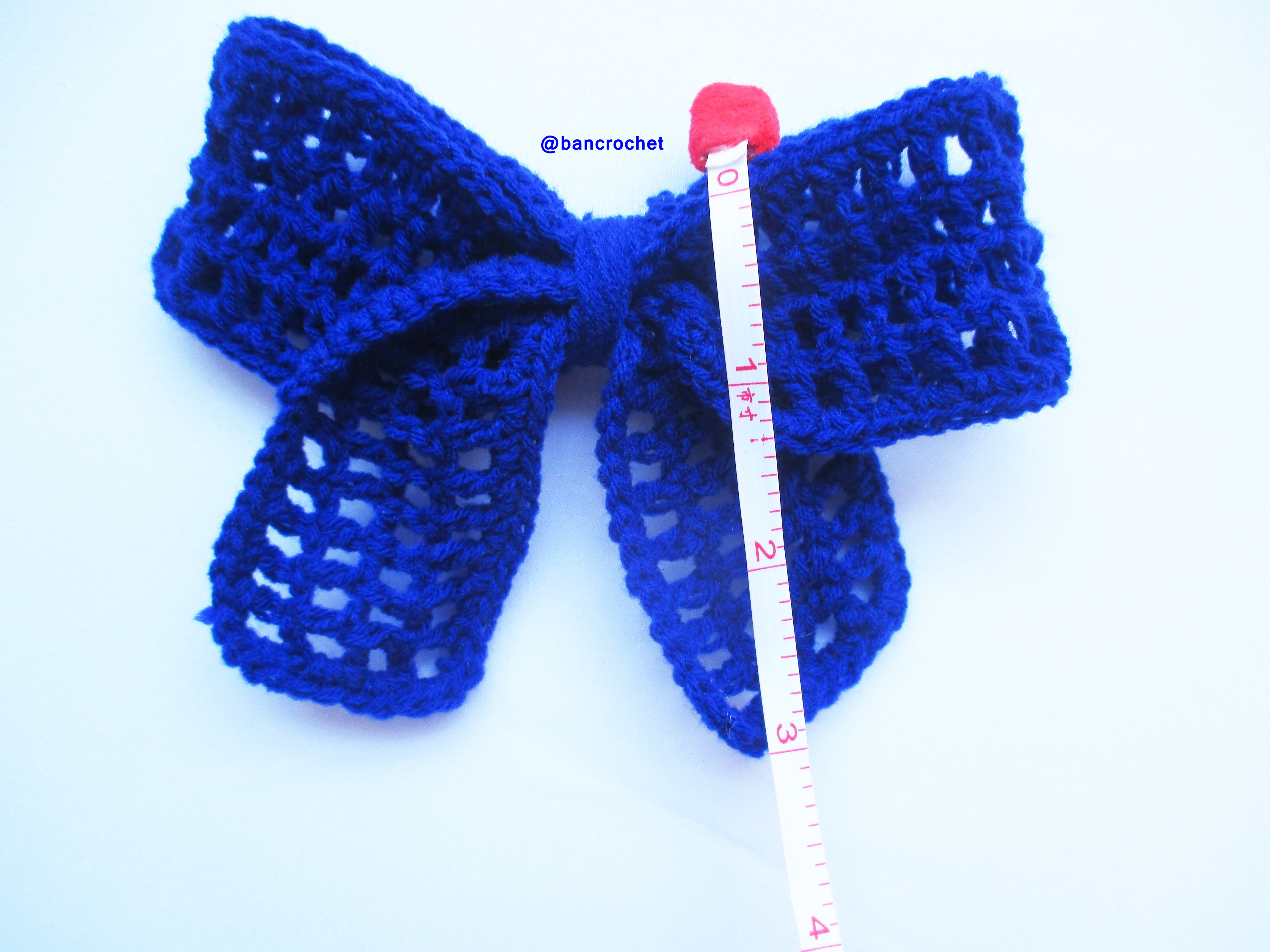 Bancrochet โบว์ถักโครเชต์ Crochet Bow น้ำเงิน 3x5 นิ้ว