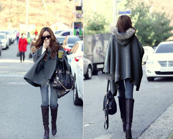 โค้ทกันหนาว ทรงโคล่ง แต่งขนเฟลอร์รอบฮูด ผ้าวูลเนื้อดี มีน้ำหนักทิ้งตัว