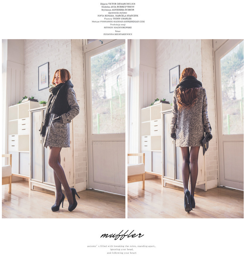 ผ้าพันคอ ไหมพรม เกาหลี สีดำ มิกกับชุดไหนก็สวย พร้อมส่ง