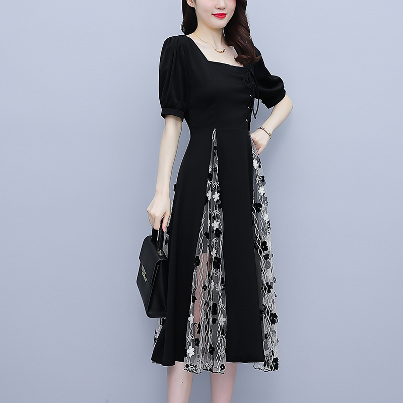 เดรสแขนสั้น มีไซส์ L-5XLอก 38-48 นิ้ว ใส่ได้ทั้งสาวหุ่นดีน่ารักจนถึงสาวอวบพลัสไซส์
