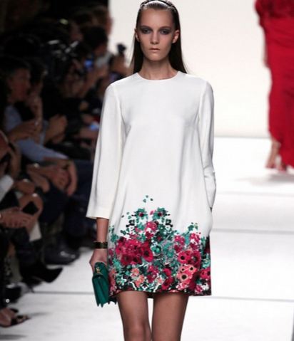 เดรสสีขาว แขนยาว เดรส แฟชั่น Hollywood เดรส Print ลายดอกไม้ ด้านล่าง แสนสวย เดรสไฮโซ ใส่ออกงาน ใส่เที่ยว ได้ทุกงาน 53239