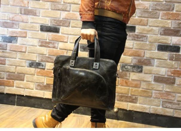 กระเป๋าถือผู้ชาย กระเป๋าใส่เอกสาร ทำงาน หนัง pu โชว์ ลายหนัง แบบ คลาสสิค เหมาะสำหรับ ผู้ชาย เนี้ยบ แต่มี สไตล์ แฟชั่นกระเป๋าถือผู้ชาย สีน้ำตาล ดำ 168993