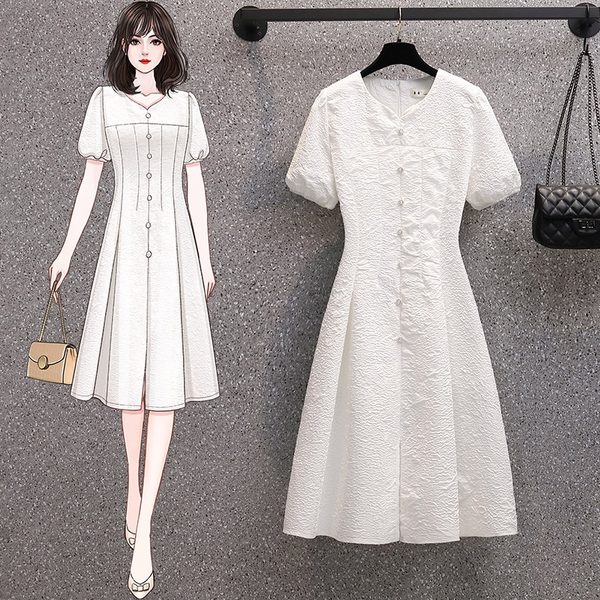 เดรสคนอ้วน เดรสสาวอวบ ชุดเดรสคนอ้วนวัยรุ่นแขนสั้น BY PLUS SIZE Girl