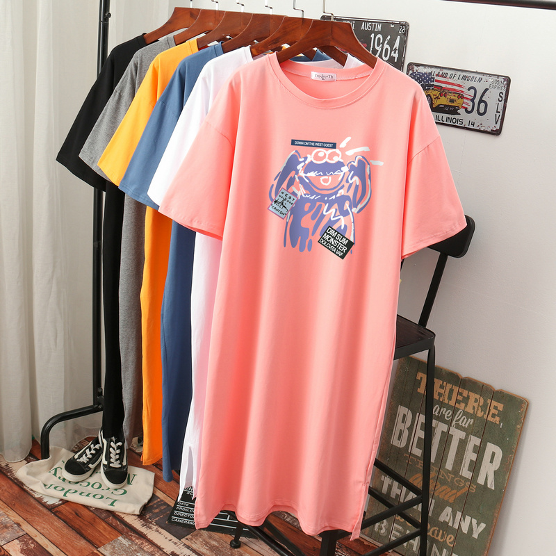 เดรสสไตล์เสื้อยืด S-3XL(อกเสื้อยืด 43- 51 นิ้ว)ใส่สบายๆอยู่บ้าน ใส่นอน