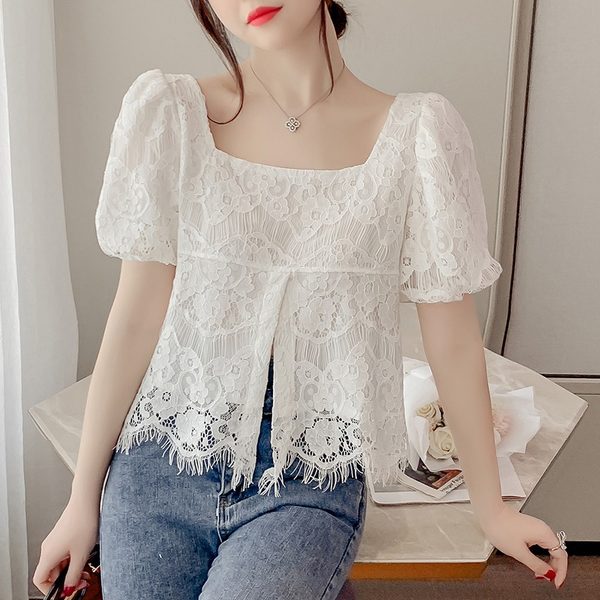 เสื้อลูกไม้ แขนสั้น