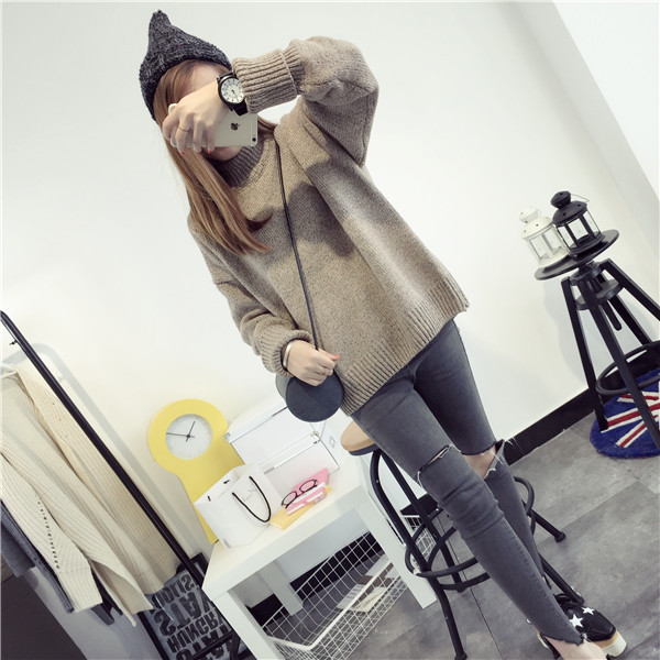 Sweater เสื้อไหมพรมถักคอตั้ง เก๋ๆ ไหมพรมยืดได้เยอะ