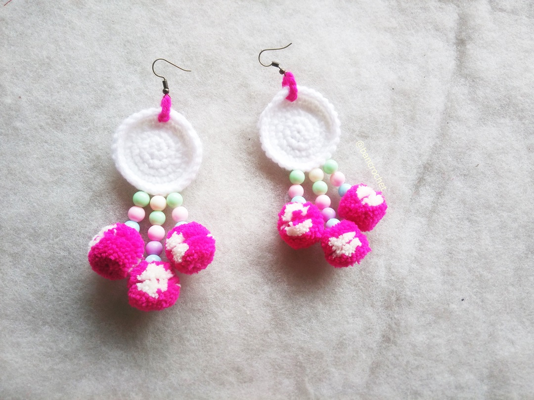 ต่างหูถักโครเชต์ crochet earrings หลากสี 4-6 นิ้ว