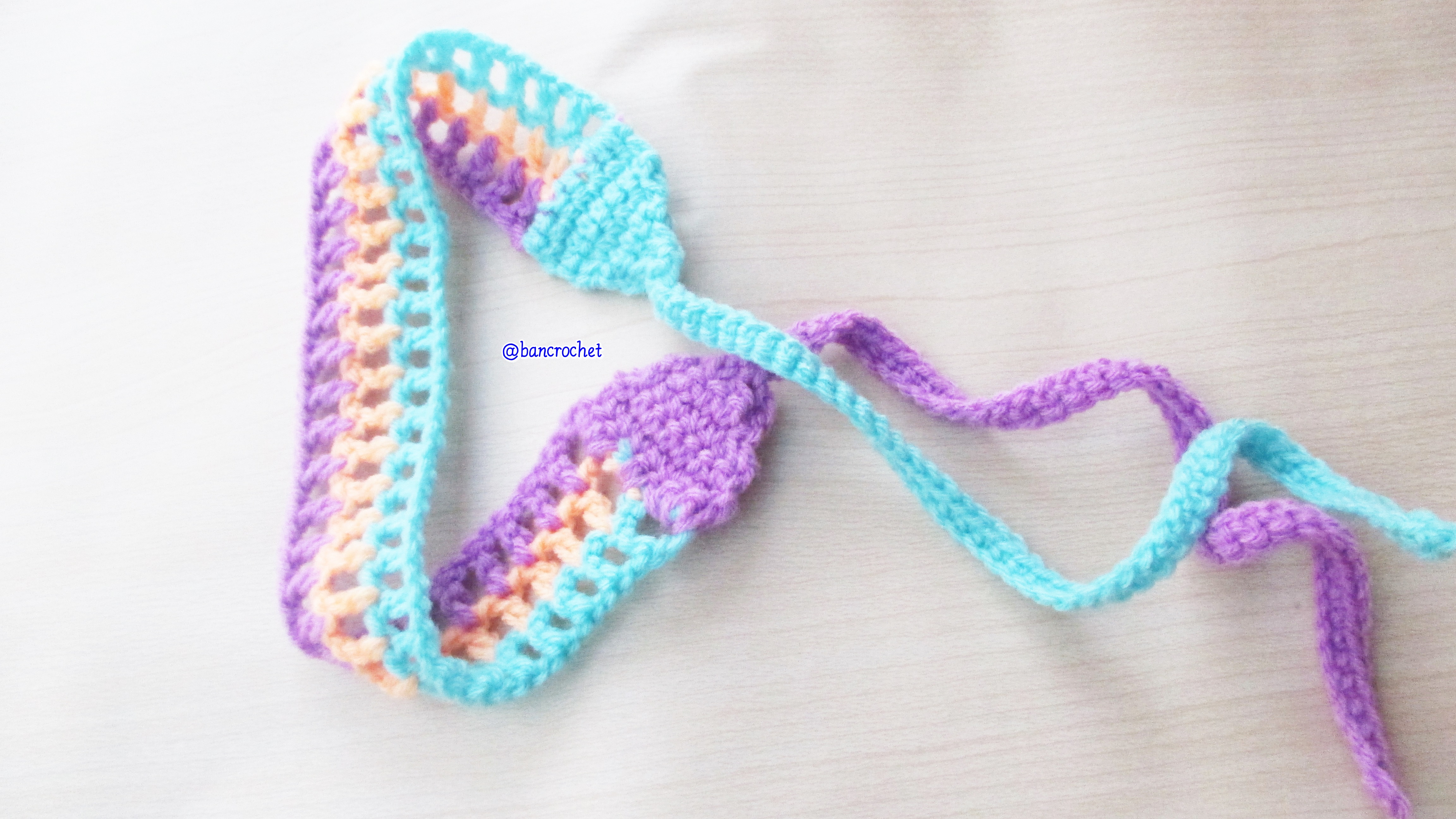 Bancrochet ที่คาดผมถักโครเชต์ สลับสีสดใส Crochet Headband หลากสี 1-1.5*13 inch