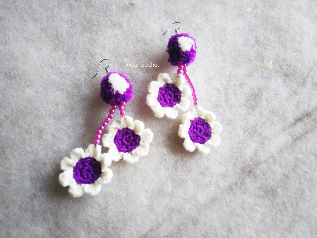 ต่างหูถักโครเชต์ crochet earrings หลากสี 4-6 นิ้ว