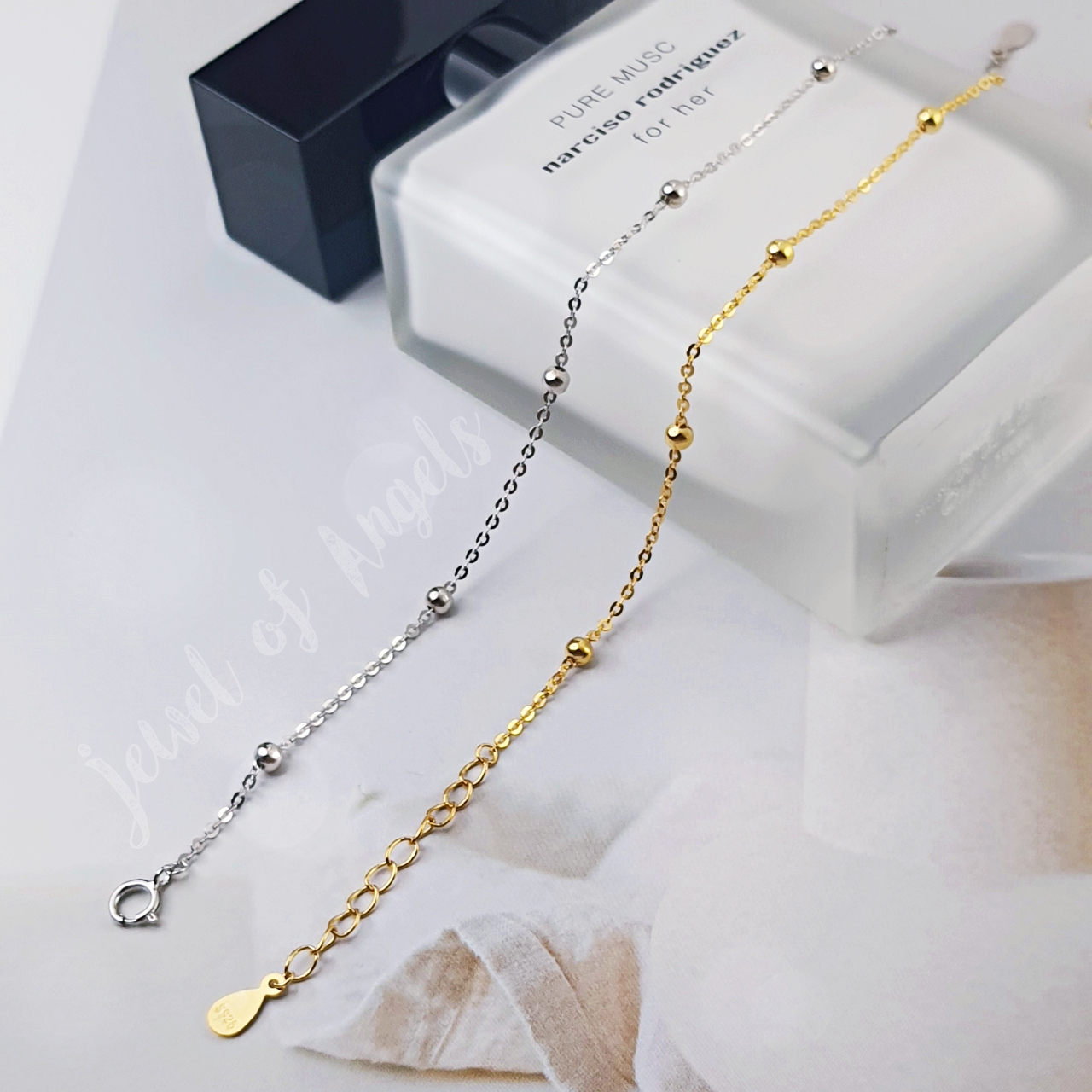 สร้อยข้อมือเงินแท้ S925 เม็ดบอลกลม สร้อยลายโซ่ รุ่น Amuse สีทอง สีเงิน เงินแท้ทั้งชิ้น silver925