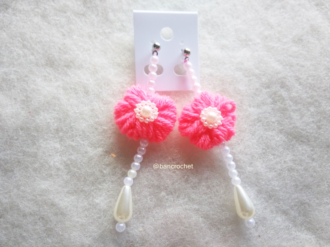 Bancrochet ต่างหูถักโครเชต์ crochet earrings หลากสี 4-6 นิ้ว