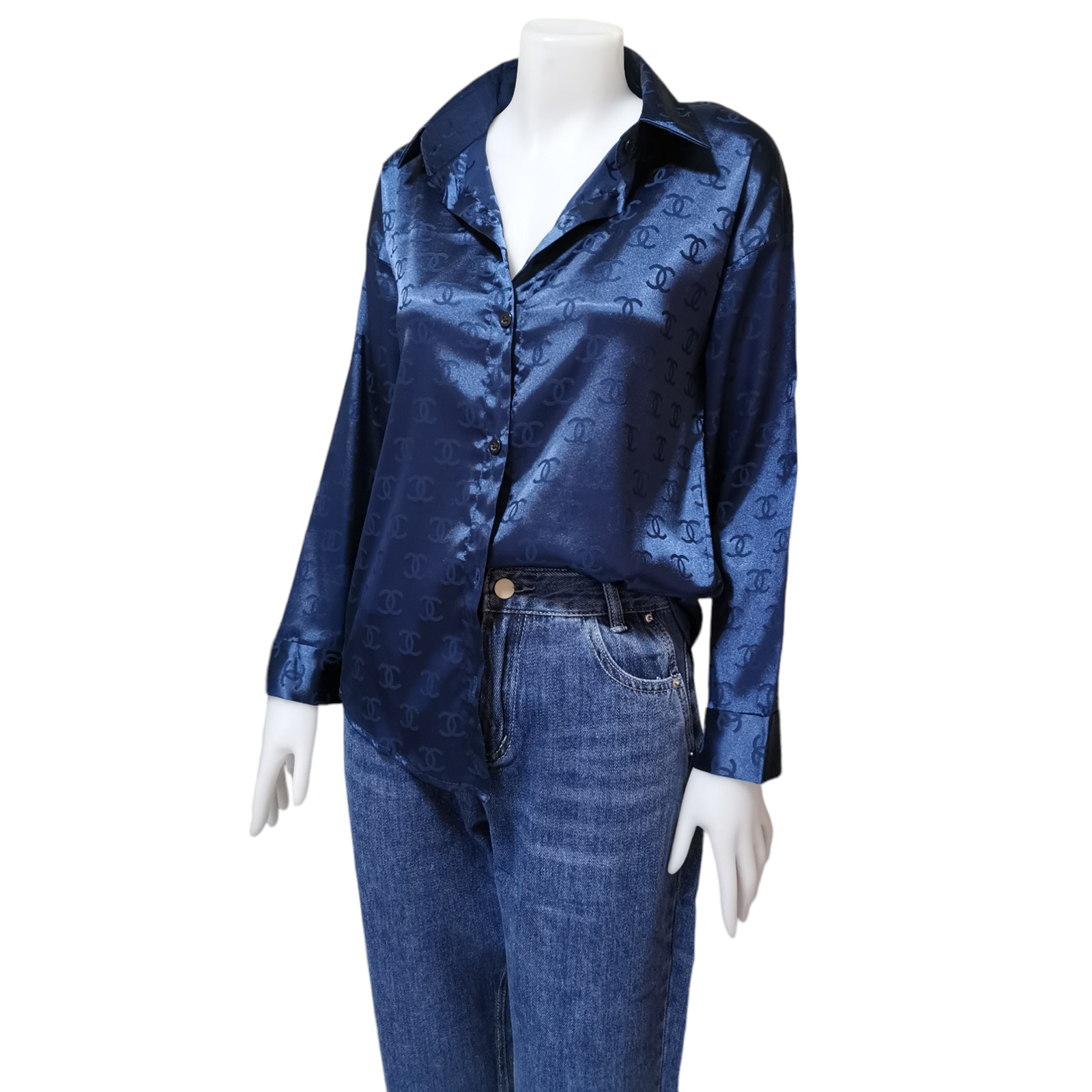 Blouse3873 เสื้อเชิ้ตแขนยาวกระดุมผ่าหน้า ผ้าซาตินเนื้อดีนุ่มใส่สบาย งานสวยแมทช์กับอะไรก็เข้า ใส่เที่ยว/ใส่ทำงานได้