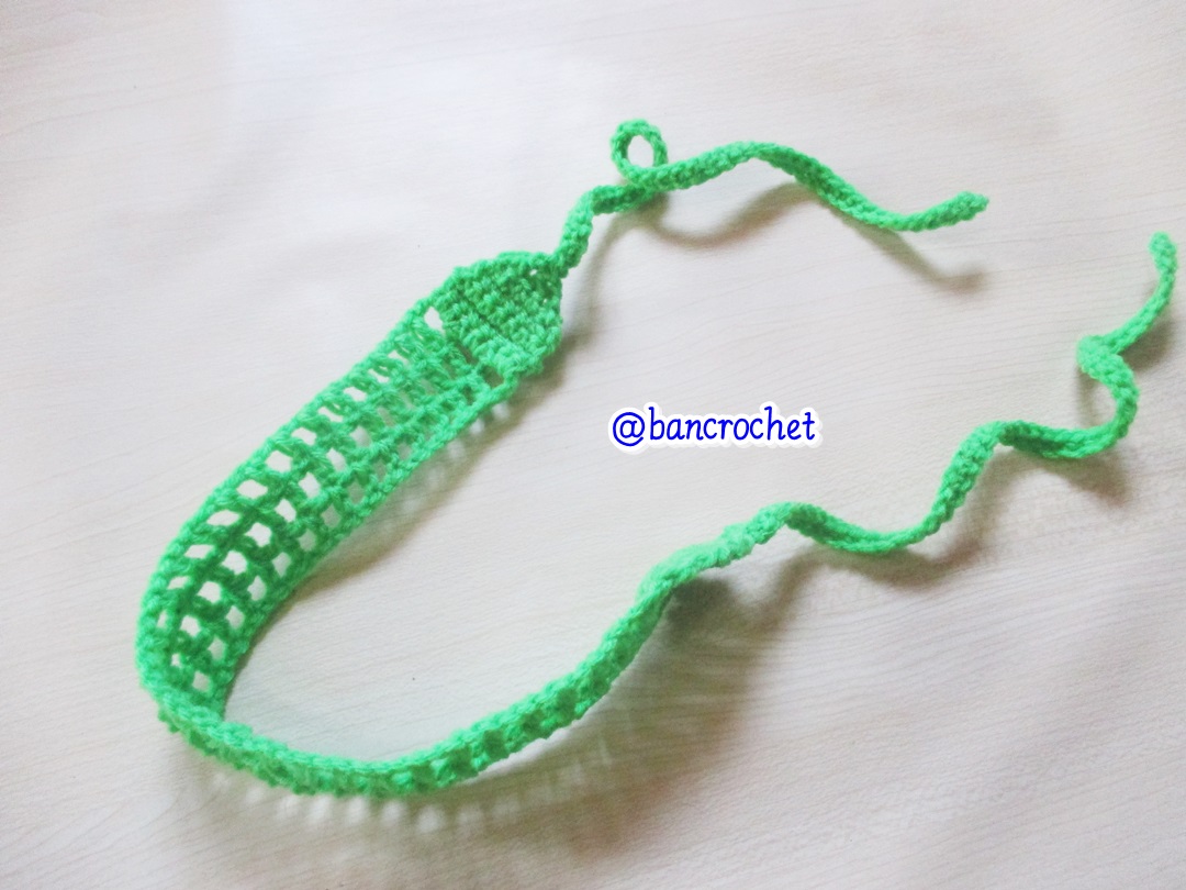Bancrochet ที่คาดผมถักโครเชต์ crochet headband เขียว 1-1.5*13 inch
