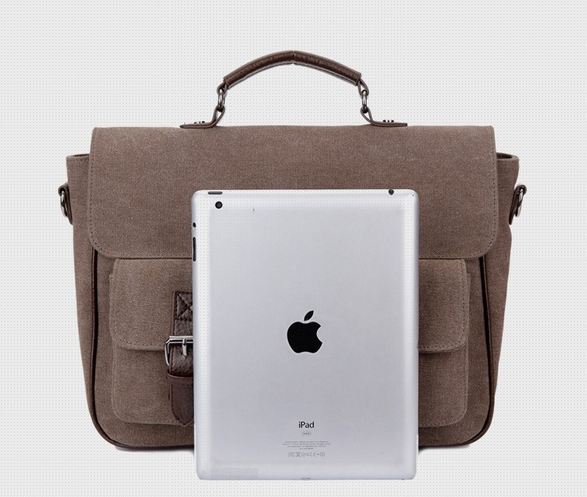 กระเป๋าสะพายข้าง ใส่ Notebook ใส่เอกสาร สไตล์ วัยรุ่น อเมริกัน เท่ ๆ ผ้าแคนวาส กันน้ำได้ ปรับสายสะพายได้ 2 แบบ สะพายหลังได้ 38102
