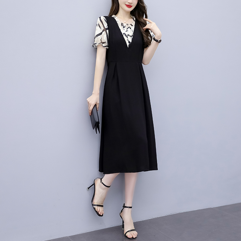 เดรสคนอ้วน เดรสสาวอวบ ชุดเดรสคนอ้วนวัยรุ่นแขนสั้น BY PLUS SIZE Girl