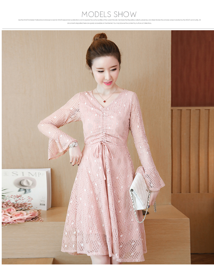 Dress4503 เดรสยาวลูกไม้ทรงสวย แขนยาวแต่งระบาย มีเชือกรูดกลางอกเก๋ๆ ดูมีดีเทล ผ้าลูกไม้เนื้อดีหนาสวยเกรดพรีเมียม งานดีผ้าสวยเหมือนราคาหลักพัน