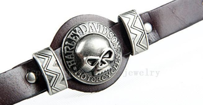 สร้อยข้อมือผู้ชาย สร้อยข้อมือ ผู้หญิง สร้อยข้อมือหนังแท้ Harley Davidson สำหรับ นักเดินทางด้วย มอเตอร์ไซค์ แบบเท่ ๆ ของขวัญแทนใจ ให้แฟน 706805