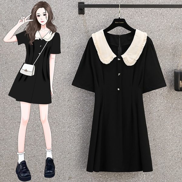 เดรสคนอ้วน เดรสสาวอวบ ชุดเดรสคนอ้วนวัยรุ่น เดรสคอบัวน่ารัก BY PLUS SIZE Girl