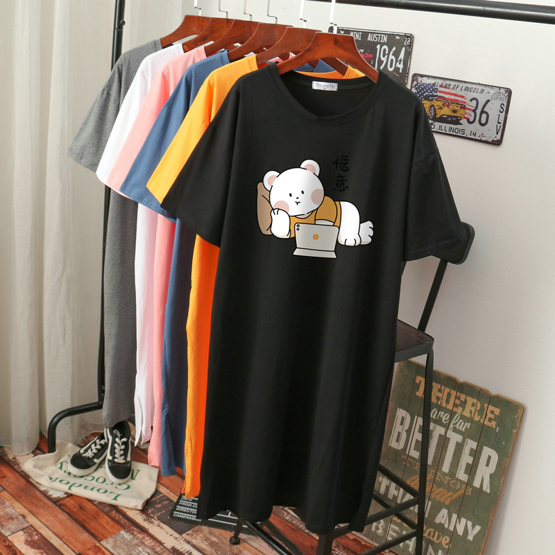 เดรสสไตล์เสื้อยืด S-3XL(อกเสื้อยืด 43- 51 นิ้ว)ใส่สบายๆอยู่บ้าน ใส่นอน