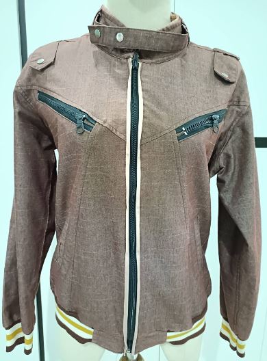 เสื้อ jacket ยีนส์ สีน้ำตาล ซิปหน้า แจ็คเก็ต ยีนส์ ใส่ขี่ มอเตอร์ไซค์ แบบวัยรุ่น เท่ ๆ เสื้อมือสอง สภาพดี เคลียร์ตู้ 489343