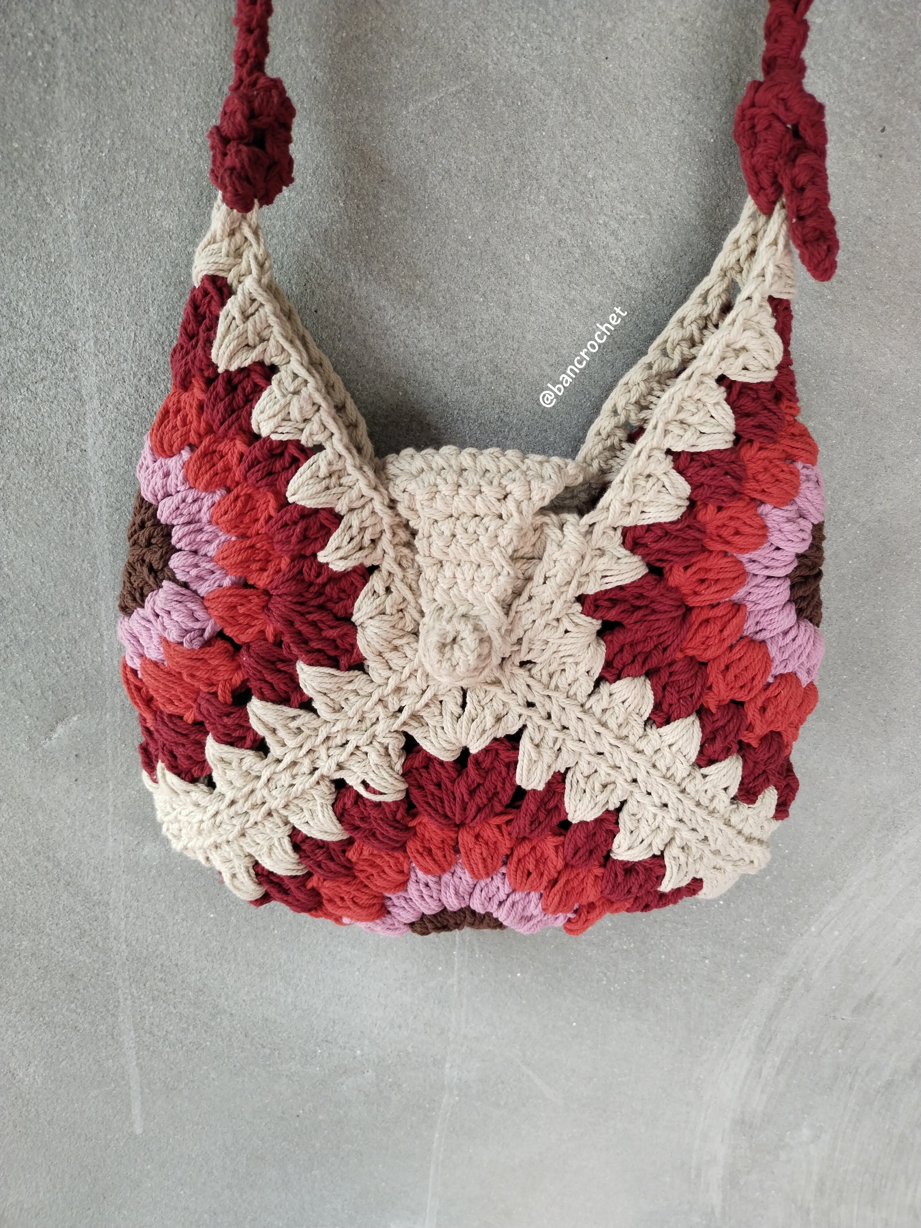 Bancrochet กระเป๋าถักโครเชต์ crochet bag หลากสี 8*9inch