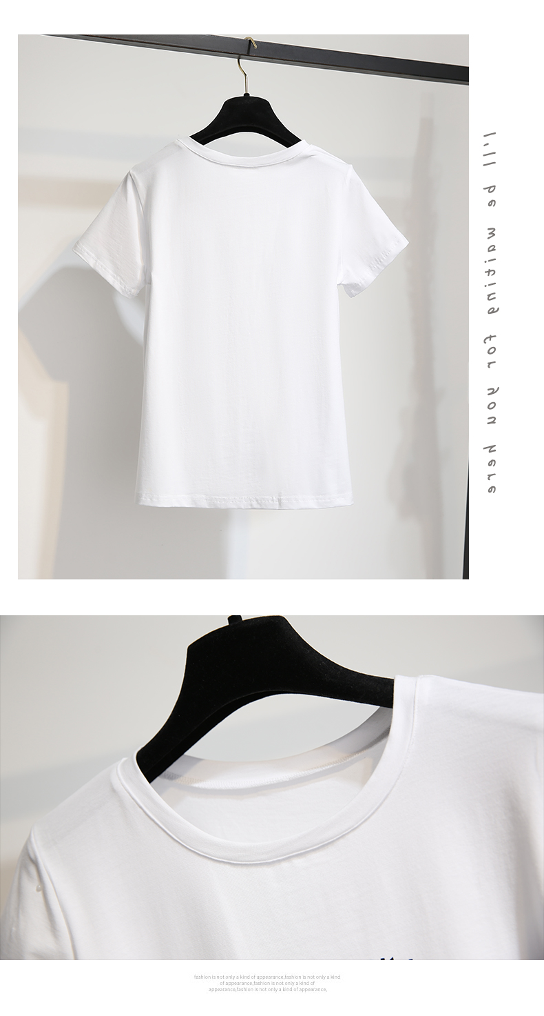 Blouse3848 เสื้อยืดแขนสั้นสีขาวอกพิมพ์ลายตัวอักษรผ้าคอตตอนเนื้อดีนุ่มยืดหยุ่นสูง งานน่ารักผ้านิ่มใส่สบายผิว แมทช์กับกระโปรงหรือกางเกงก็ดูดีไม่แพ้กัน