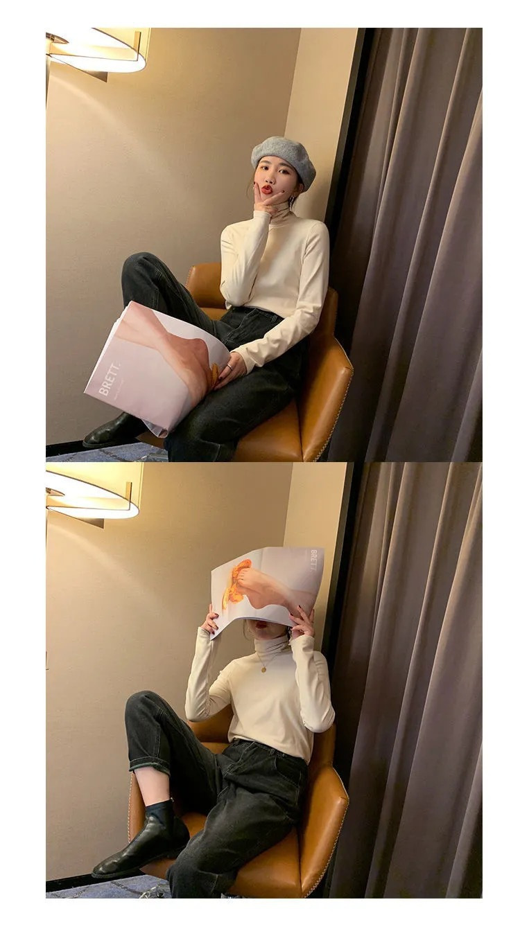 HEATTECH (ฮีทเทค คอเต่าสูง นุ่ม) เสื้อแขนยาว ใส่เพิ่มความอุ่นด้านใน กันหนาว ยืดหยุ่น ผ้าเนื้อนุ่ม