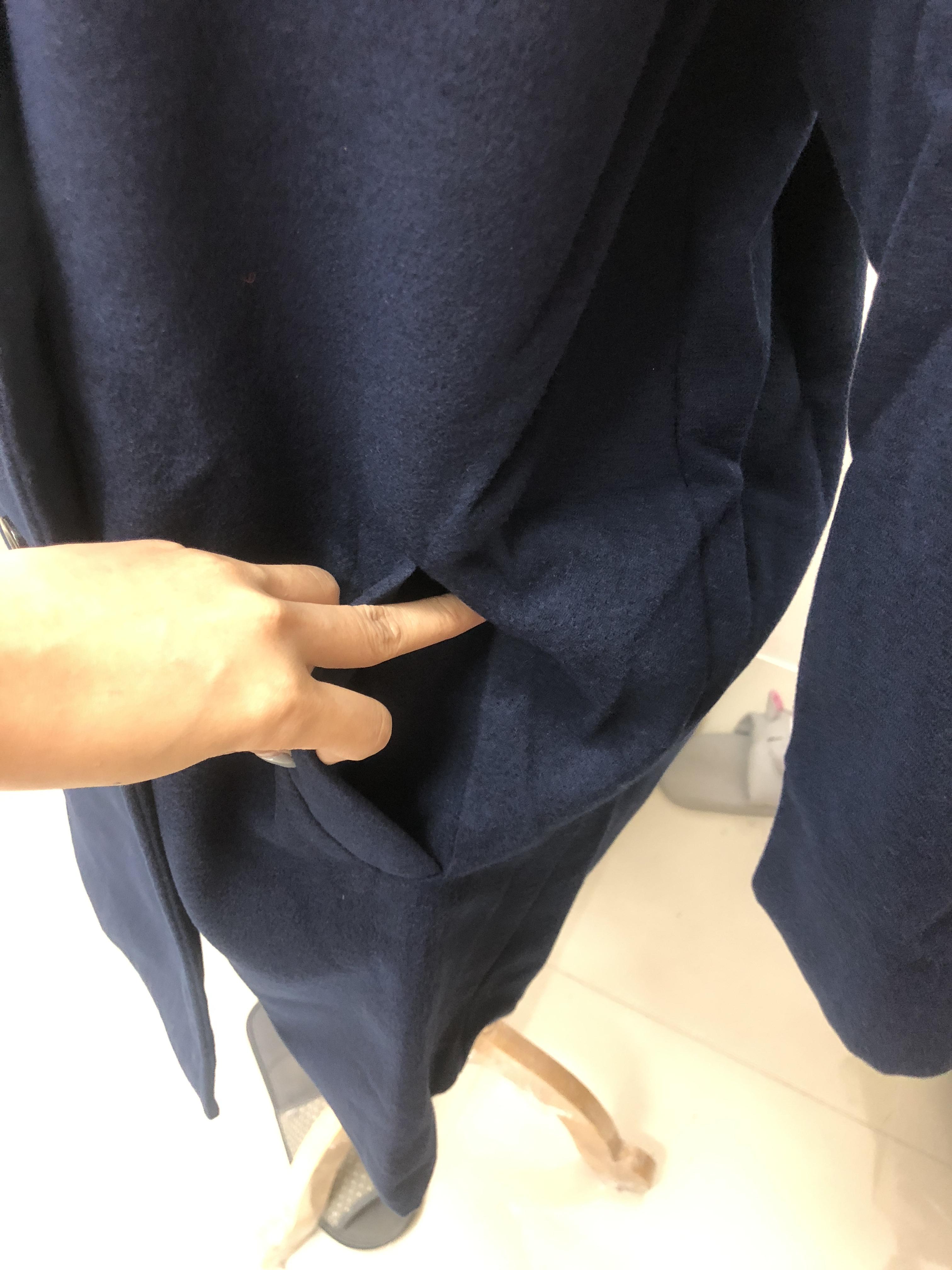 เสื้อโค้ทกันหนาว สไตล์นักเรียนเกาหลี ผ้าวูลผสมเนื้อดี เนื้อกำลังดีเป็นทรงไม่หนัก พร้อมส่ง DARK BLUE