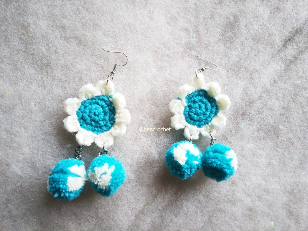 ต่างหูถักโครเชต์ crochet earrings หลากสี 4-6 นิ้ว