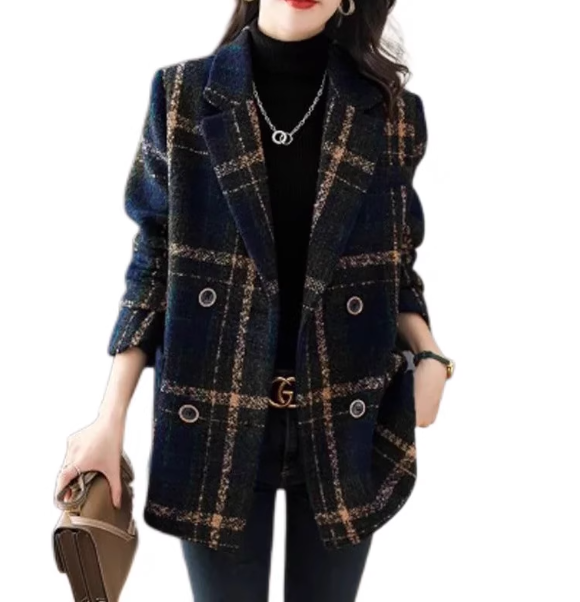 เสื้อกันหนาว แบบใส่ทำงาน เสื้อกันหนาว แบบสูท ลายตารางหมากรุก สก๊อต แบบสวย ดีไซน์เท่ 236513