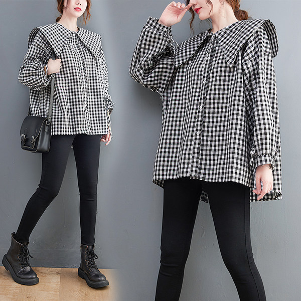 เสื้อทีเชิ้ตคนอ้วนผู้หญิงสไตล์คอตตอนลินินมีไซต์อก 47-48 นิ้ว