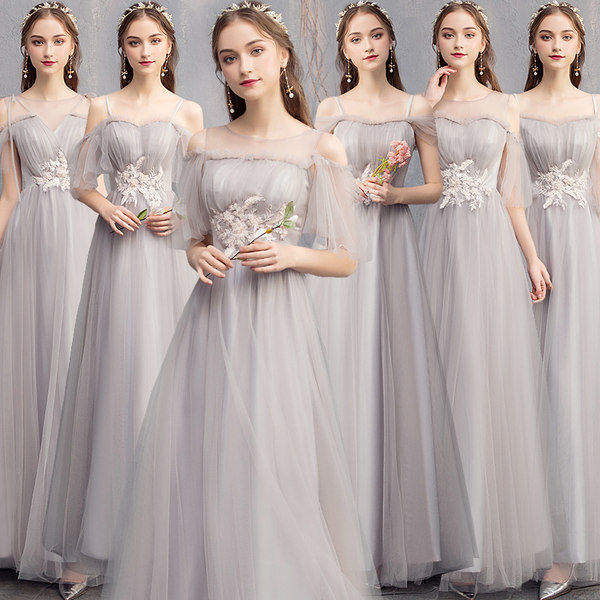 ชุดเพื่อนเจ้าสาว ชุดไปงานแต่งงาน ชุดเพื่อนเจ้าสาวสีเทา