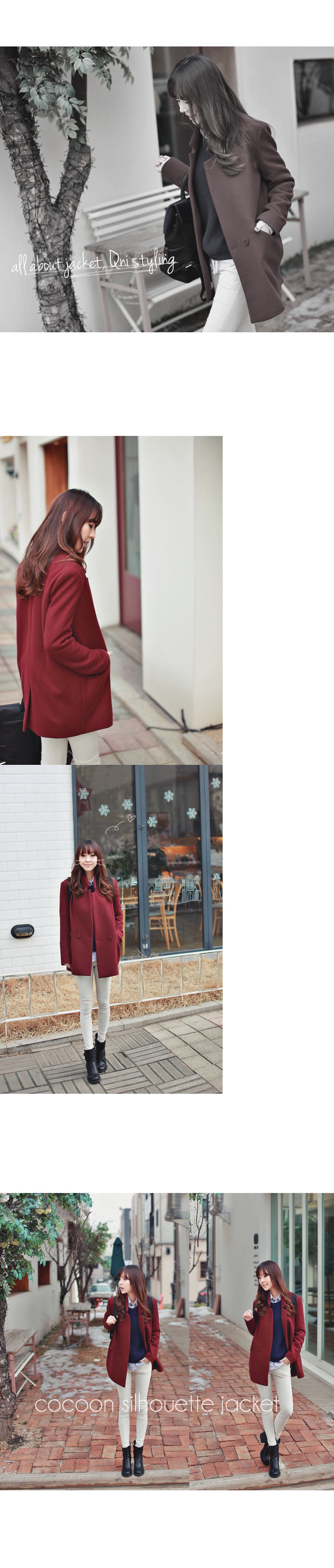 โค้ทกันหนาว สไตล์เกาหลี สีแดงเลือดนก สไตล์นักเรียนเกาหลี พร้อมส่ง RED