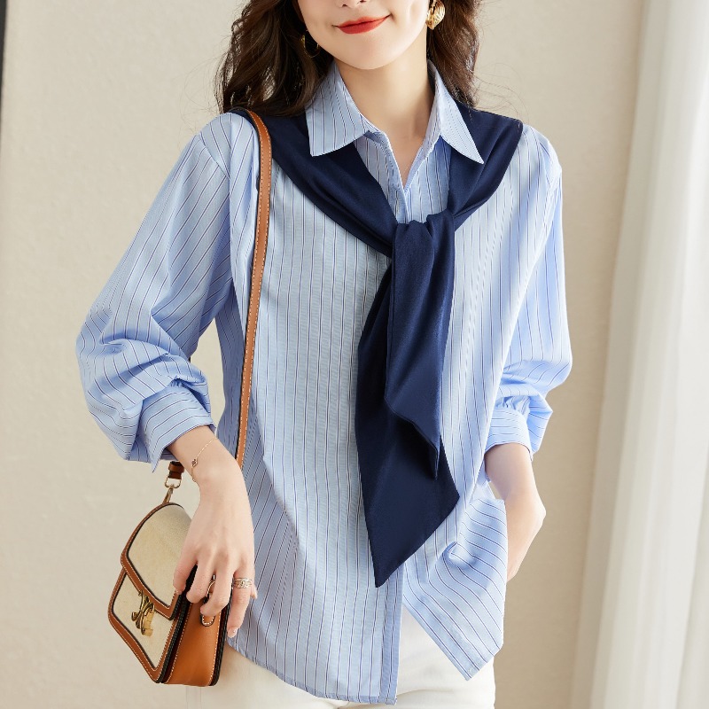 เสื้อเชิ้ตผู้หญิงแขนยาว เสื้อเชิ้ตผู้หญิงใส่ทํางาน 390 บาทต่อชิ้น ฟรีค่าจัดส่ง