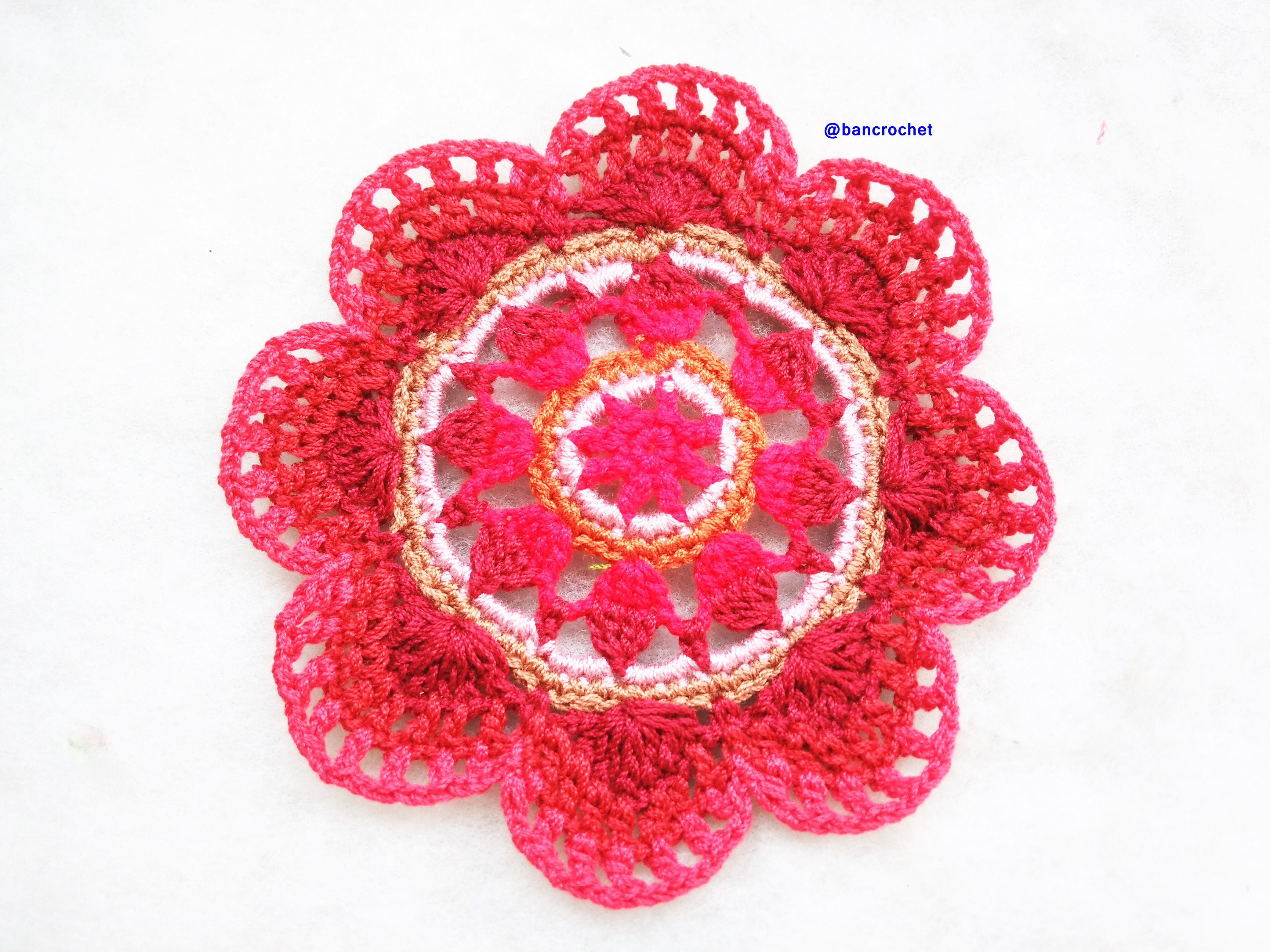 Bancrochet ที่รองแก้วถักโครเชต์ crochet coasters หลากสี 4 นิ้ว