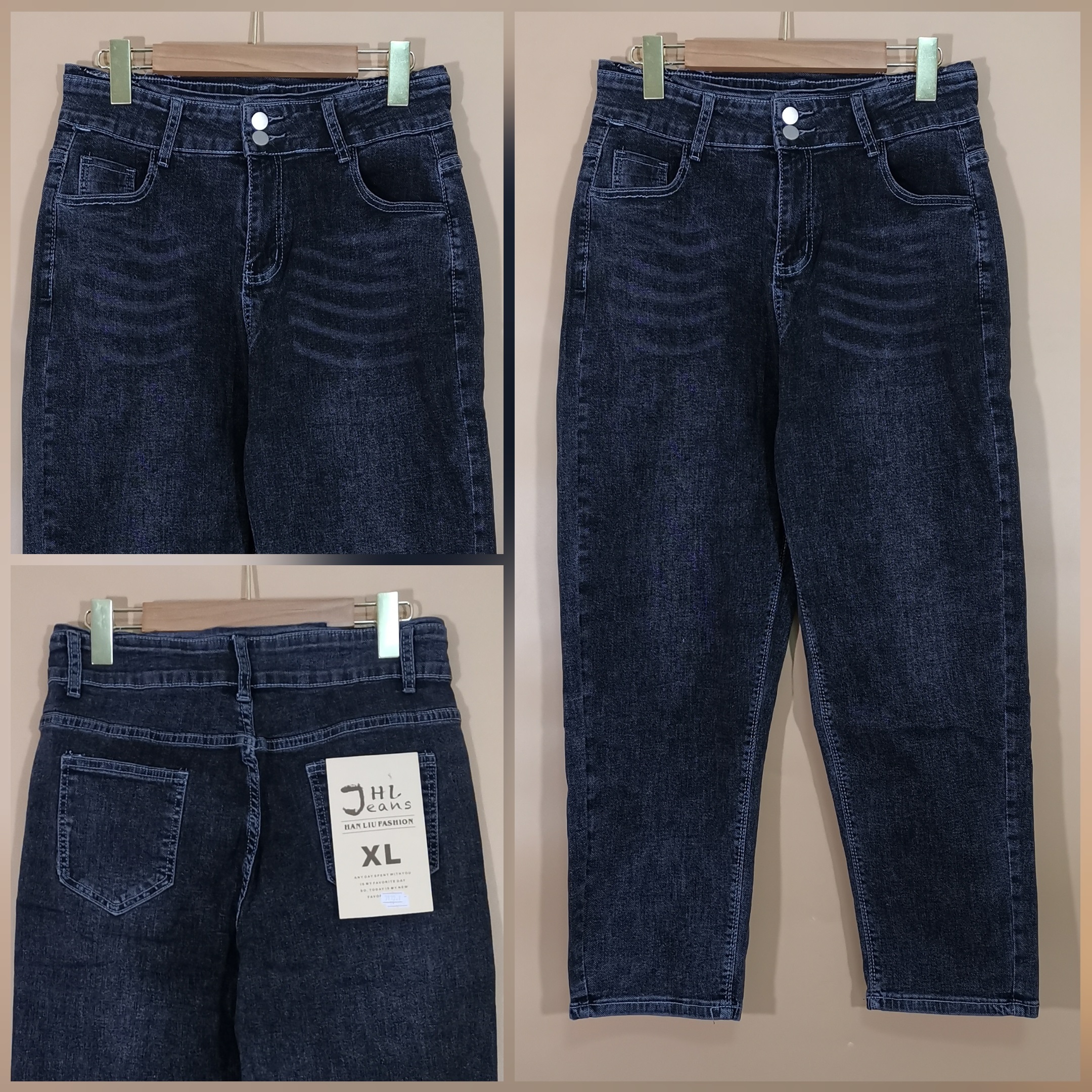Jeans309 กางเกงยีนส์ขายาวสาวอวบเอวสูงสีดำ แฟชั่นนำเข้าเกรดพรีเมียม ผ้ายีนส์แท้ยีนส์ฟอกยืดนิ่มใส่สบาย ผ้านุ่มน่าใส่ทรงสวยงานดี แมทช์กับอะไรก็เข้า