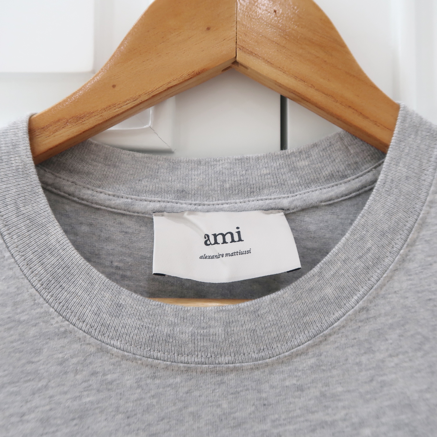Ami Grey Cotton Logo T-Shirt