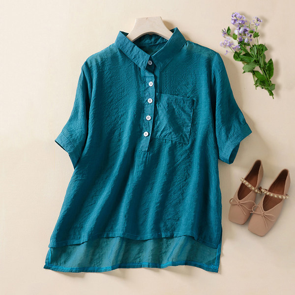 เสื้อลินินคนอ้วน เสื้อทีเชิ้ตคนอ้วนผู้หญิง เสื้อทีเชิ้ตตัวใหญ่ By Literary Plus size