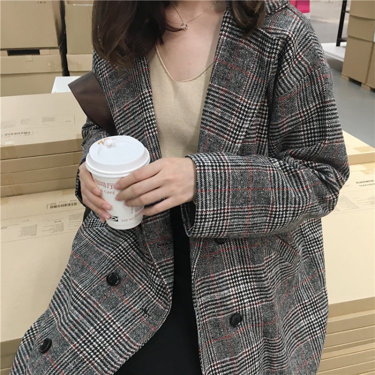 Korea Minimal Coat เสื้อคลุมกันหนาว ตัวยาว สไตล์เกาหลี ผ้าทอลายสก๊อต บุซับในกันลม