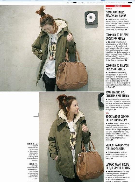 เสื้อโค้ทกันหนาวฮู้ดดี้ สีเขียว เท่ๆ กันหนาวกันลม ผ้าหนา+ซับในขนแกะ พร้อมส่งจ้า เขียวทหาร