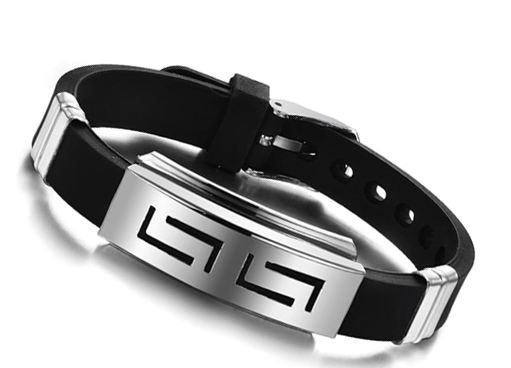 กำไลข้อมือผู้ชาย สร้อยข้อมือผู้ชาย สีดำ ตกแต่ง Stainless Steel สุดเท่ สุขุม นุ่มลึก ของขวัญให้แฟน สุดหรู no 755012