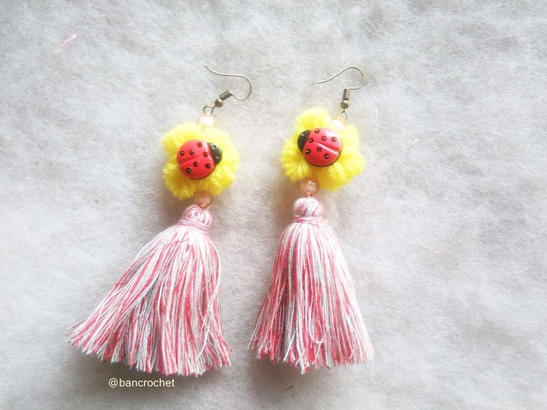 Bancrochet ต่างหูถักโครเชต์ crochet earring หลากสี 4-6 นิ้ว