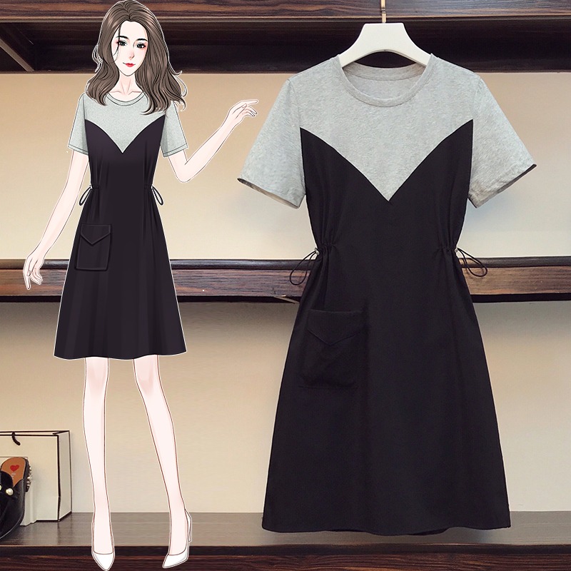 เดรสแขนสั้น มีไซส์ L-4XLอก 38-47 นิ้ว ใส่ได้ทั้งสาวหุ่นดีน่ารักจนถึงสาวอวบพลัสไซส์
