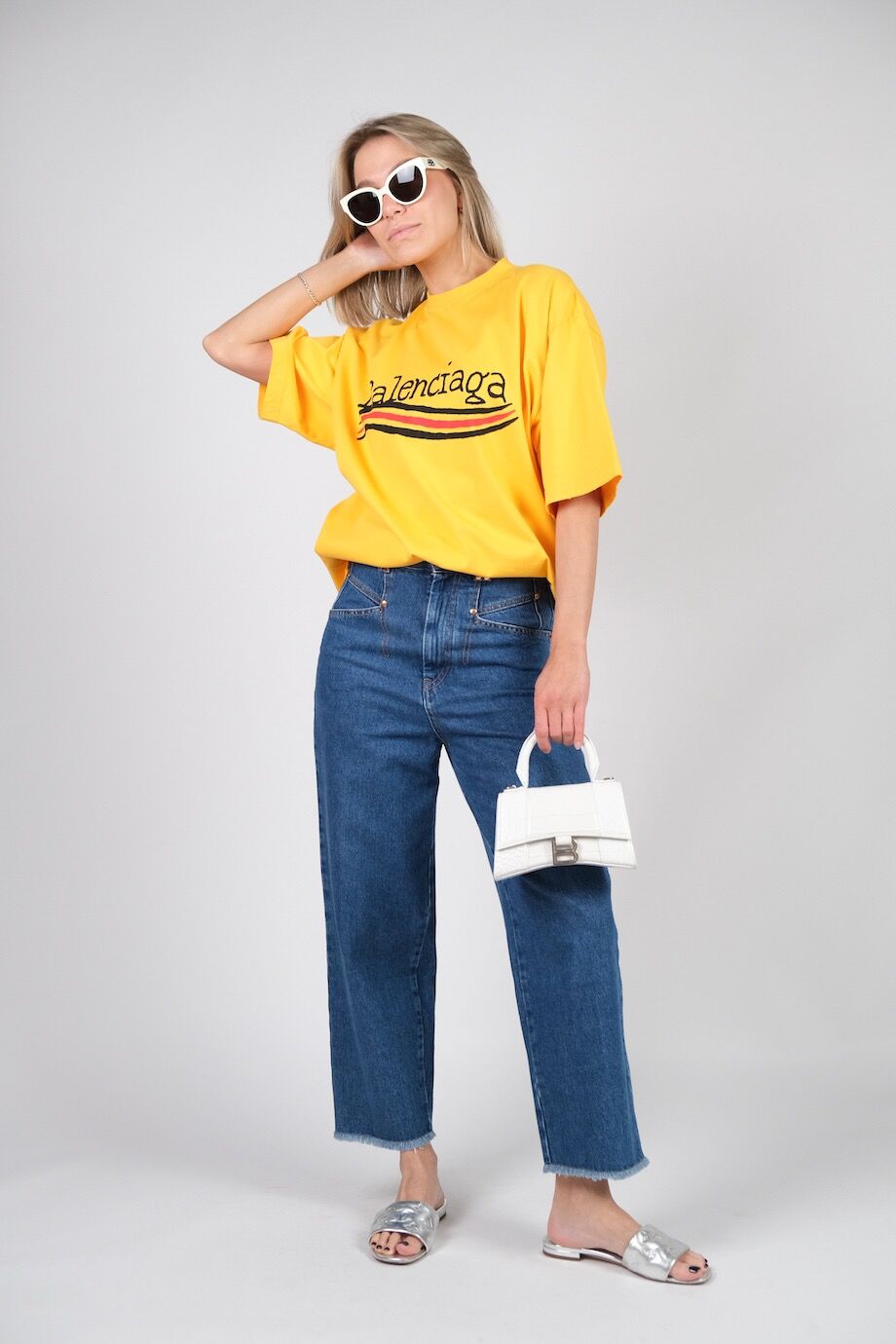 Balenciaga Yellow Wave Logo T Shirt