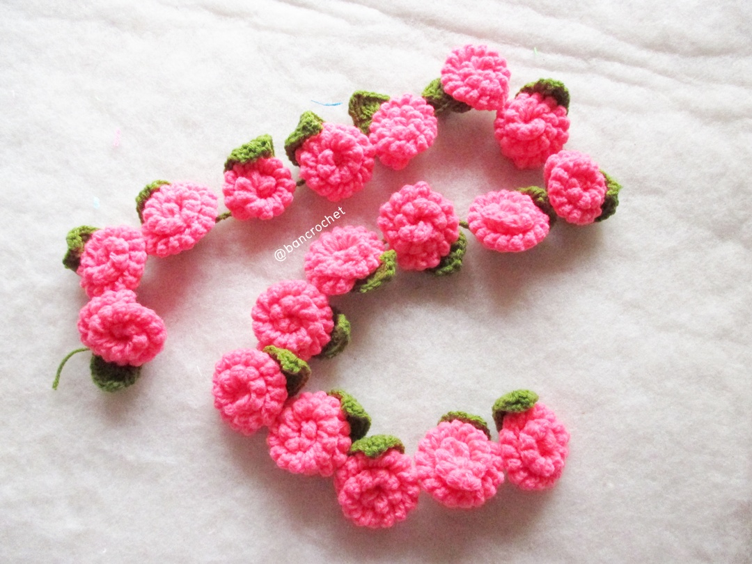 Bancrochet ดอกไม้ถัก สายประดับดอกไม้ ประดับ Crochet Flowers หลากสี 60 cm