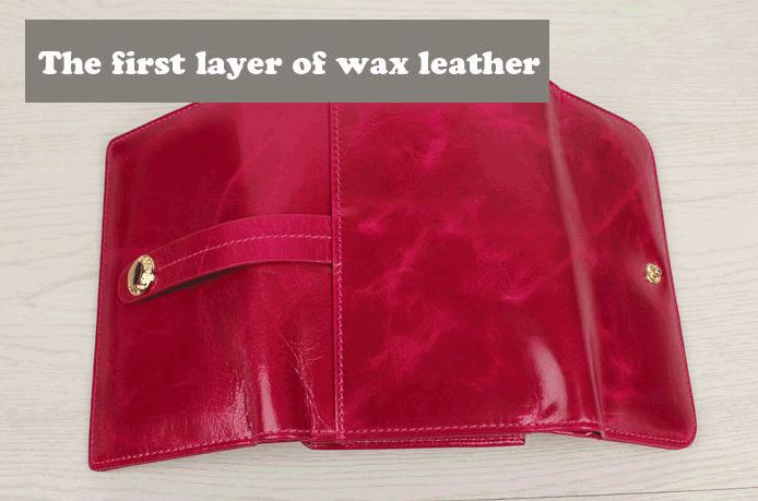 กระเป๋าสตางค์ ใบสั้น กระเป๋าสตางค์ ผู้หญิง กระเป๋าสตางค์ หนังแท้ ขัดมัน Oil wax แบบเก๋ สีคลาสสิค 2 พับ ใส่บัตรได้เยอะ มีช่องซิป 384044