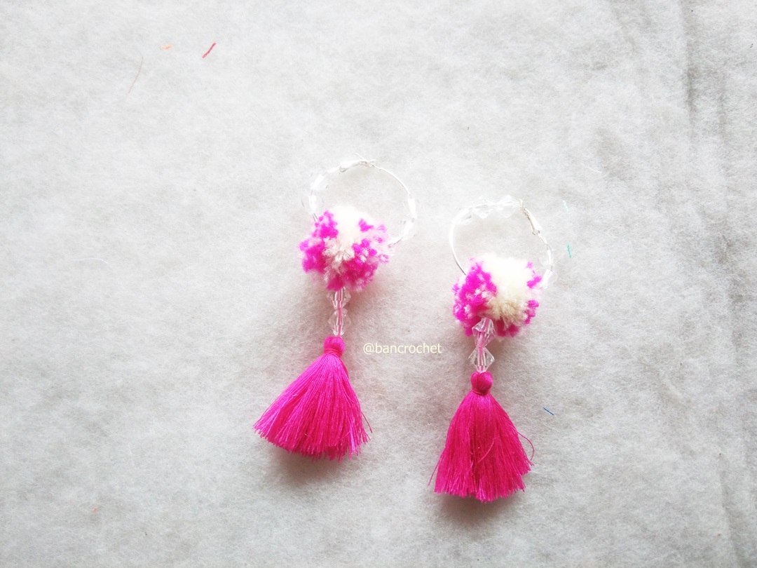 ต่างหูถักโครเชต์ crochet earrings หลากสี 4-6 นิ้ว