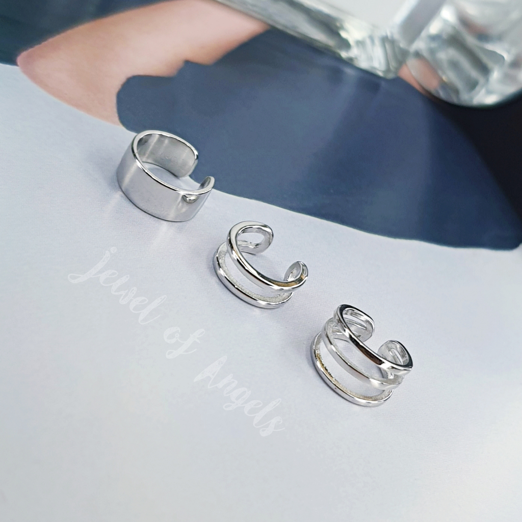 ต่างหูหนีบ Ear Cuff รุ่น Energy เงินแท้S925 ต่างหูคลิปหนีบแฉก 3แบบ สีเงิน Silver925