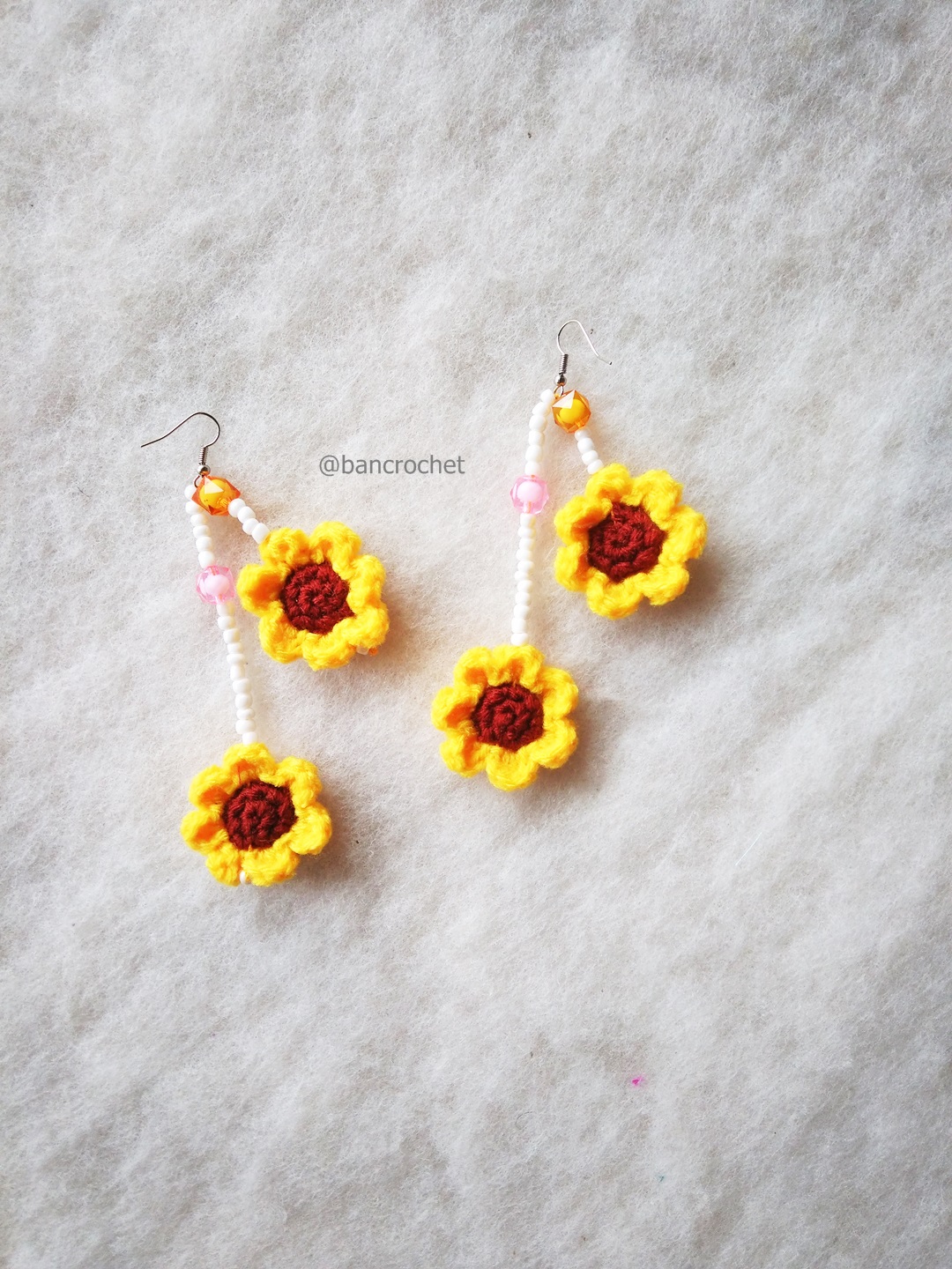 ต่างหูถักโครเชต์ crochet earrings หลากสี 5 นิ้ว